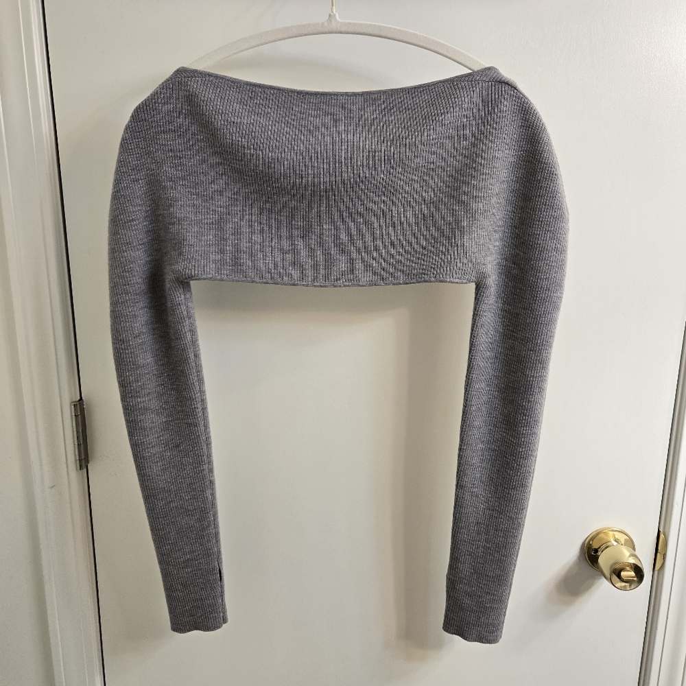 Dion Lee Gray Ribbed Knit Shrug Cardigan Bolero Sweater Sleeves - Picture 3 of 9